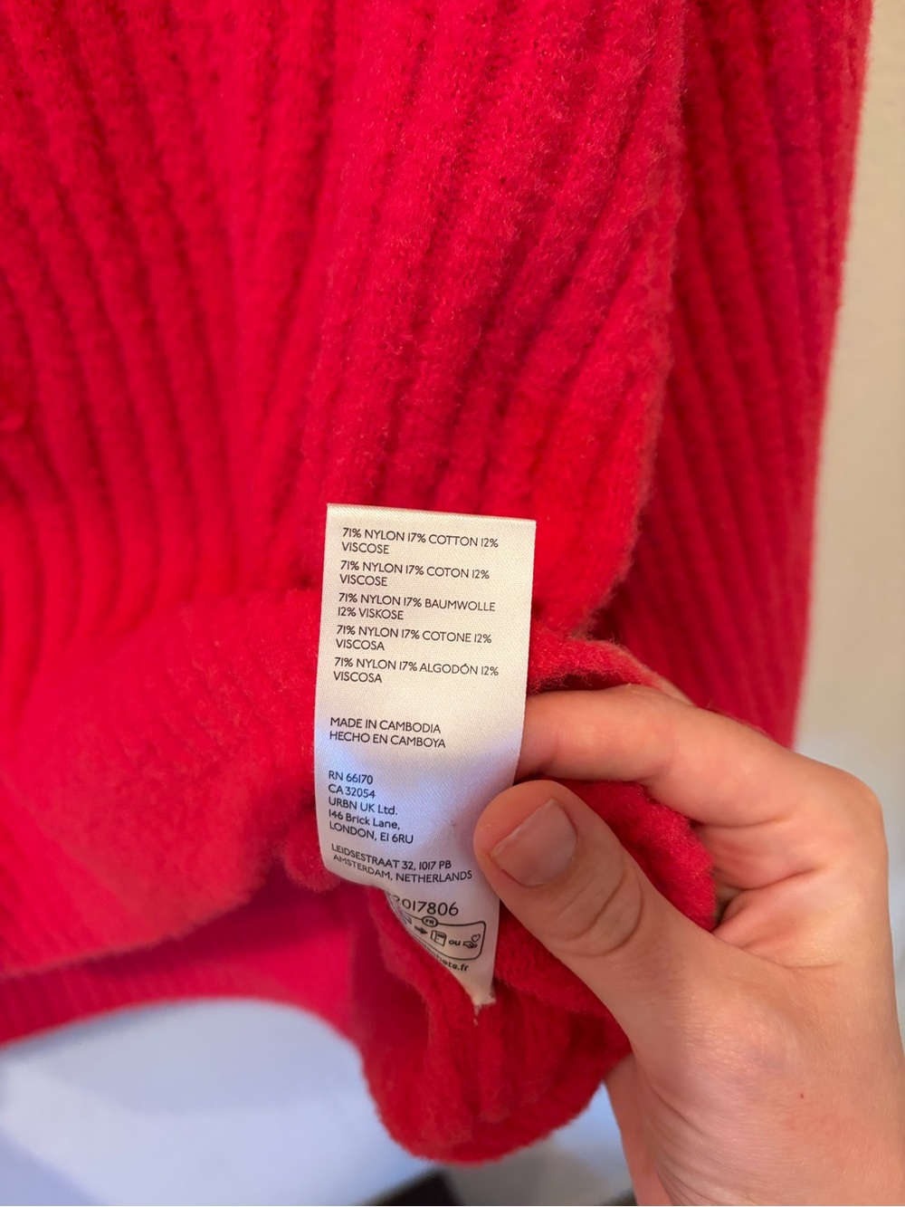 Free People Red Cropped Rib-Knit Button Pullover - Picture 5 of 5